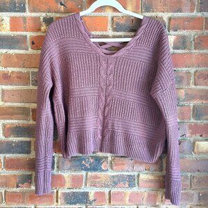 light mauve cropped sweater with open back L